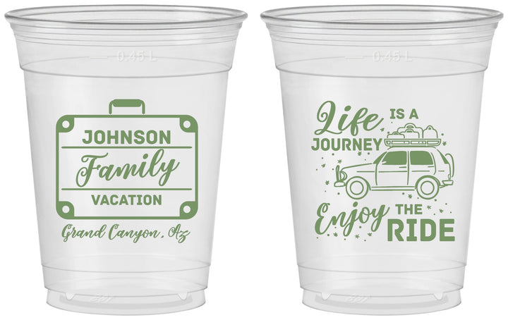 Custom Family Vacation 16 oz Soft Sided Clear Cups - Road Trip Car | 180051
