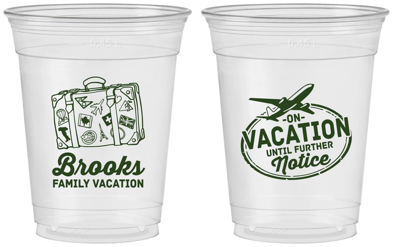 Custom Family Vacation 16 oz Soft Sided Clear Cups - Road Trip Plane | 180052