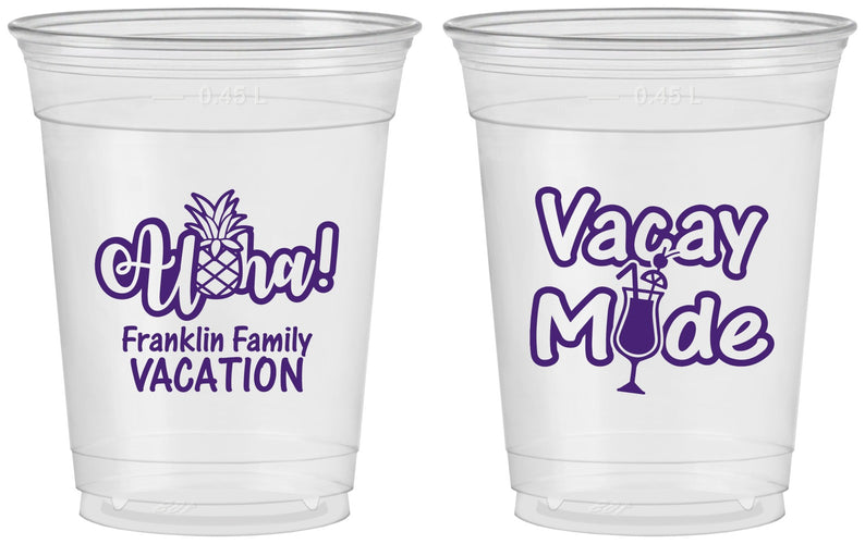 Custom Family Vacation 16 oz Soft Sided Clear Cups - Hawaii | 180053