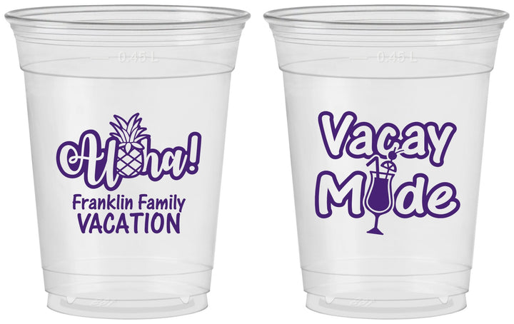 Custom Family Vacation 16 oz Soft Sided Clear Cups - Hawaii | 180053