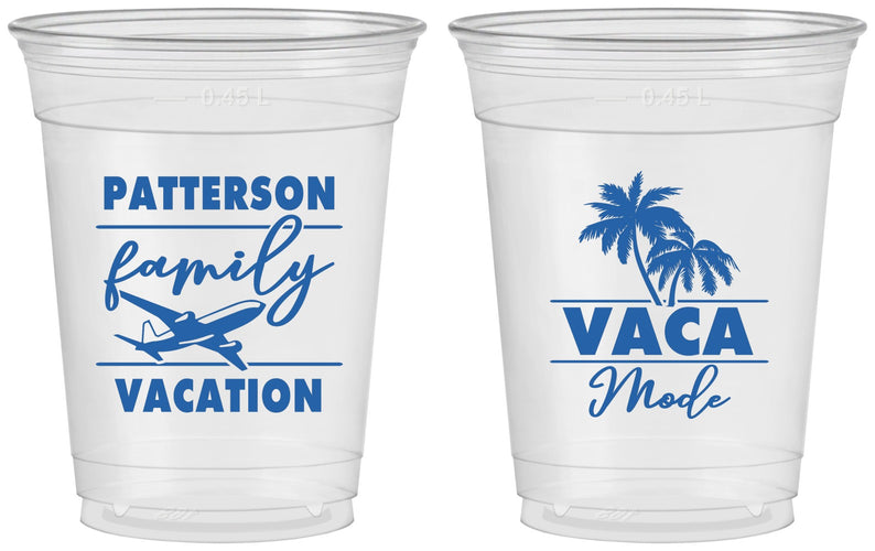 Custom Family Vacation 16 oz Soft Sided Clear Cups - Vaca Mode Trip | 180054