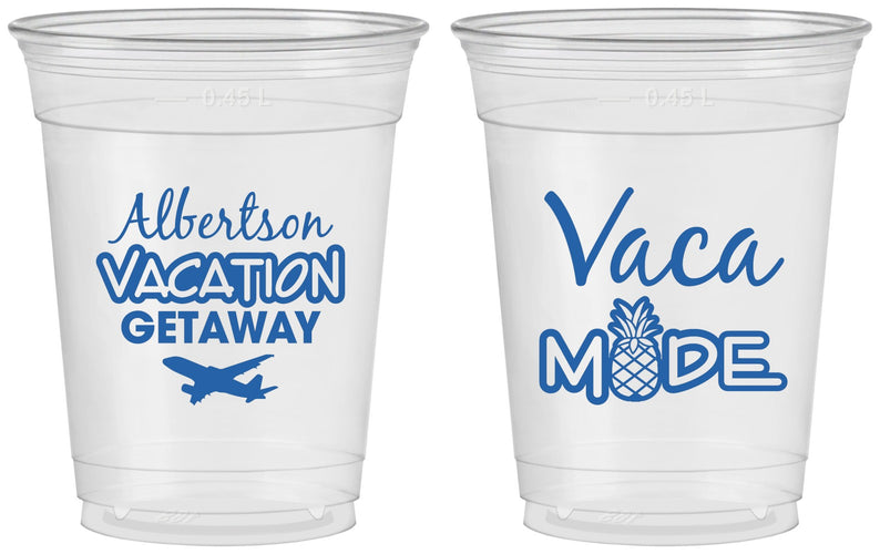 Custom Family Vacation 16 oz Soft Sided Clear Cups - Vacay Vibes Trip | 180055