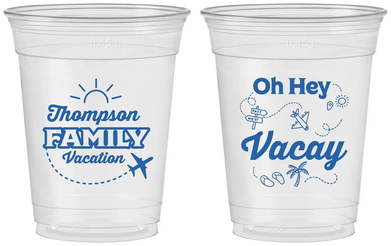 Custom Family Vacation 16 oz Soft Sided Clear Cups - Beach | 180056