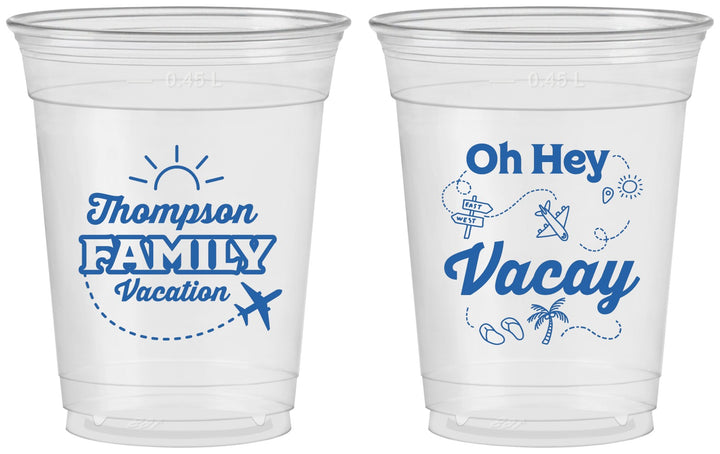 Custom Family Vacation 16 oz Soft Sided Clear Cups - Beach | 180056