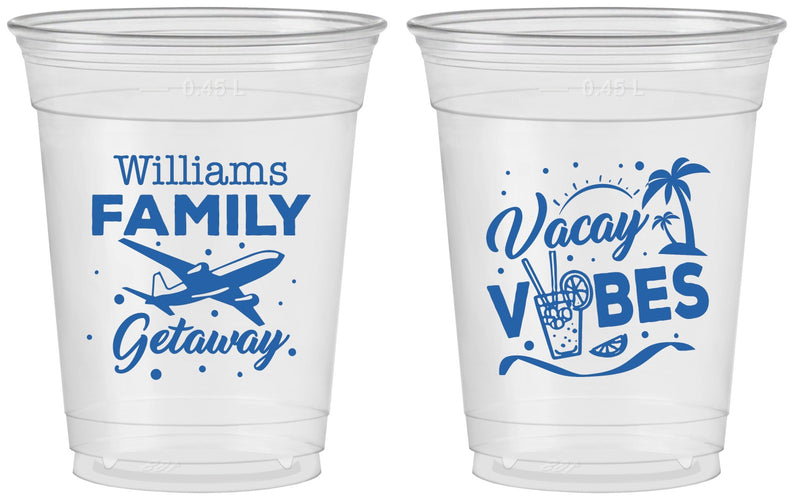 Custom Family Vacation 16 oz Soft Sided Clear Cups - Life Is Good At The Beach | 180058
