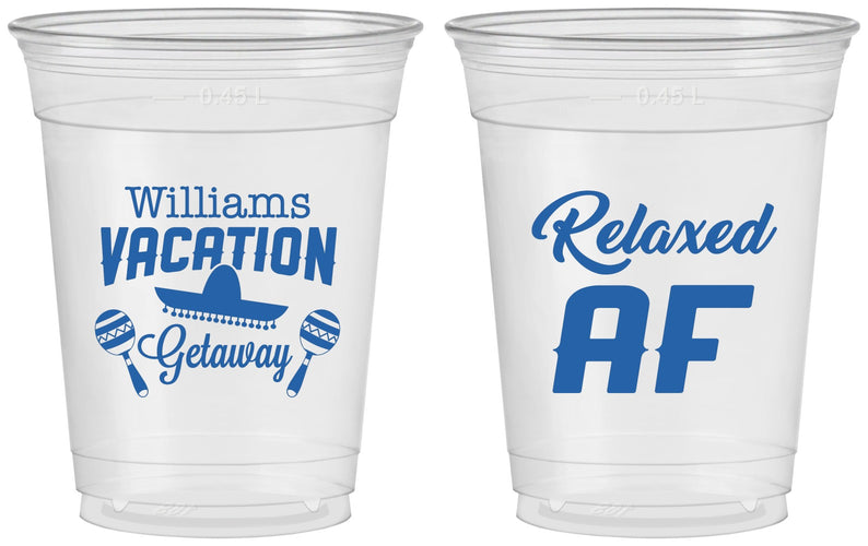 Custom Family Vacation 16 oz Soft Sided Clear Cups - Beach | 180059