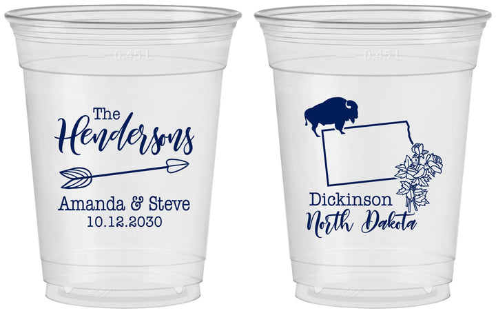 Custom Wedding 16 oz Soft Sided Clear Cups - North Dakota | 183
