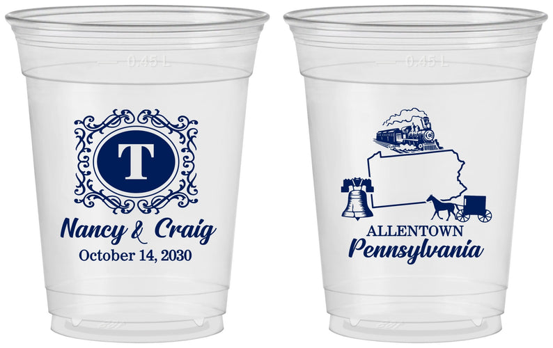 Custom Wedding 16 oz Soft Sided Clear Cups - Pennsylvania | 187