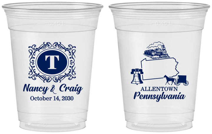 Custom Wedding 16 oz Soft Sided Clear Cups - Pennsylvania | 187