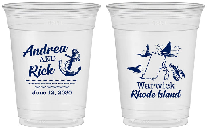 Custom Wedding 16 oz Soft Sided Clear Cups - Rhode Island | 188