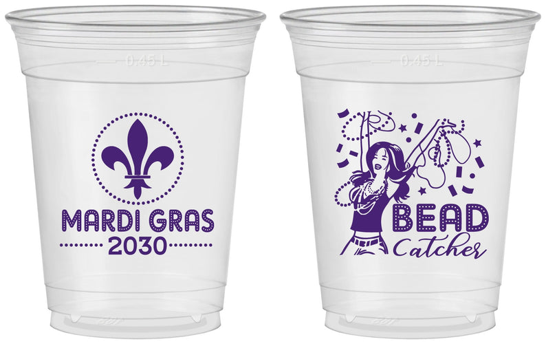 Custom Mardi Gras 16 oz Soft Sided Clear Cups - Bead Catcher Nola | 190000
