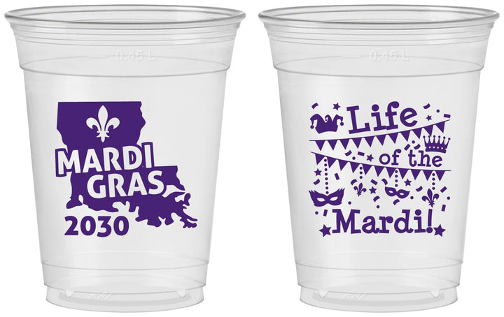 Custom Mardi Gras 16 oz Soft Sided Clear Cups - Life Of The Mardi | 190001
