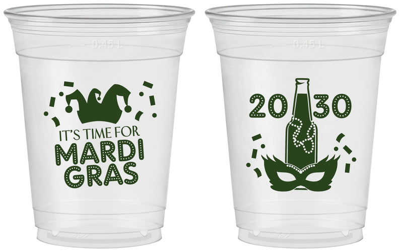 Custom Mardi Gras 16 oz Soft Sided Clear Cups - New Orleans | 190003