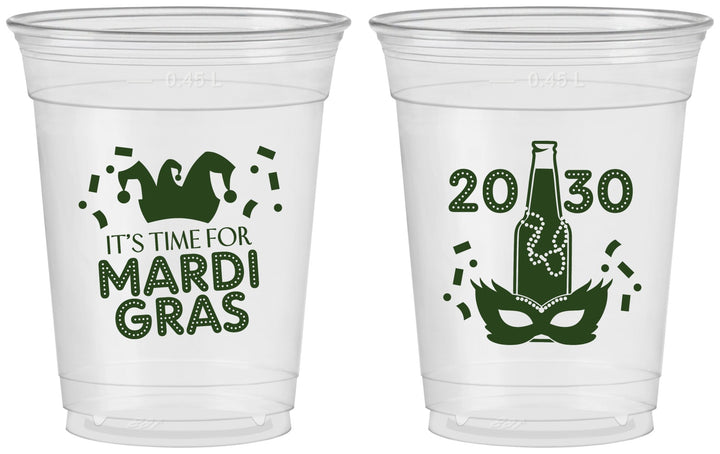 Custom Mardi Gras 16 oz Soft Sided Clear Cups - New Orleans | 190003