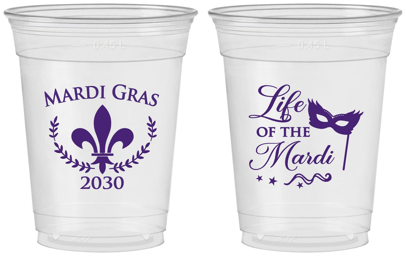 Custom Mardi Gras 16 oz Soft Sided Clear Cups - Life Of The Mardi | 190004