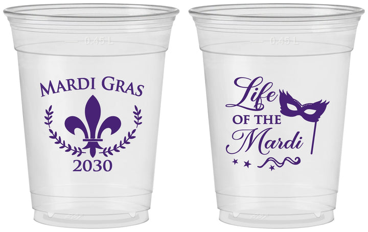 Custom Mardi Gras 16 oz Soft Sided Clear Cups - Life Of The Mardi | 190004