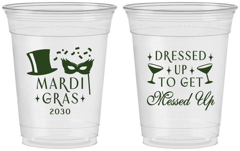 Custom Mardi Gras 16 oz Soft Sided Clear Cups - Fleur De Lis | 190015