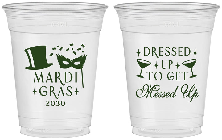 Custom Mardi Gras 16 oz Soft Sided Clear Cups - Fleur De Lis | 190015