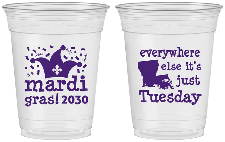 Custom Mardi Gras 16 oz Soft Sided Clear Cups - Nola New Orleans | 190016