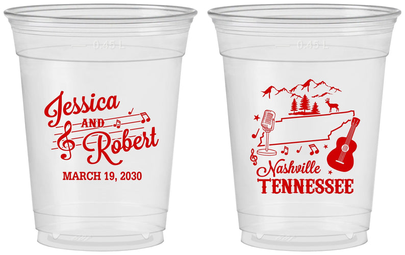 Custom Wedding 16 oz Soft Sided Clear Cups - Tennessee | 191