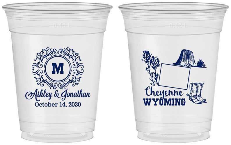 Custom Wedding 16 oz Soft Sided Clear Cups - Wyoming | 199