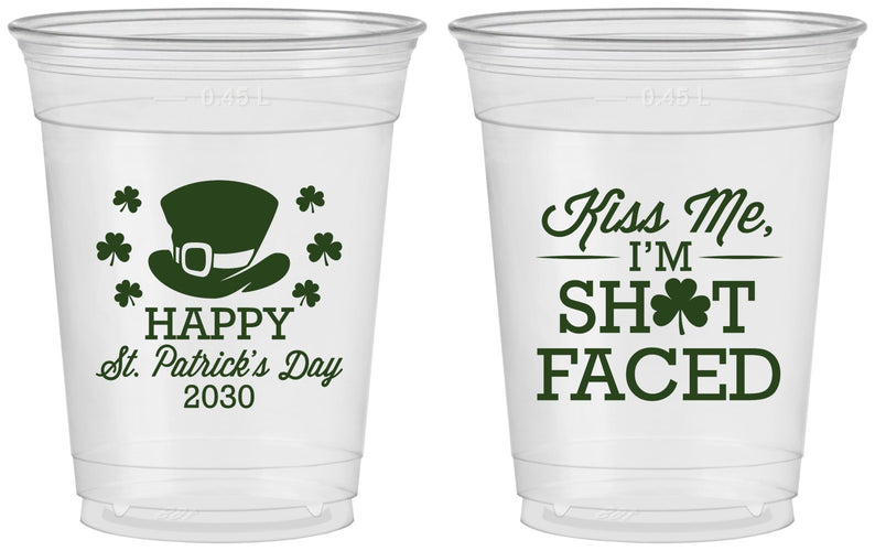 Custom St Patricks Day 16 oz Soft Sided Clear Cups - Leprechaun | 200009