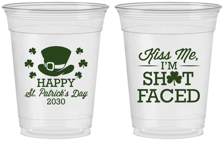 Custom St Patricks Day 16 oz Soft Sided Clear Cups - Leprechaun | 200009