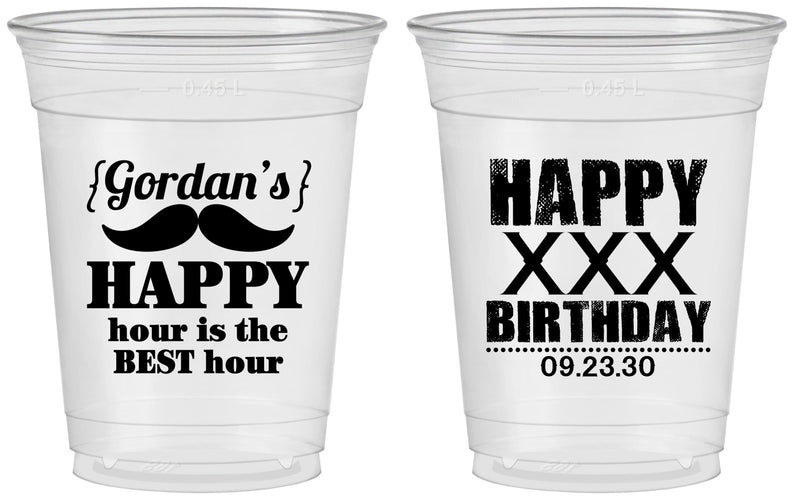 Custom Birthday 16 oz Soft Sided Clear Cups - 30th | 20013