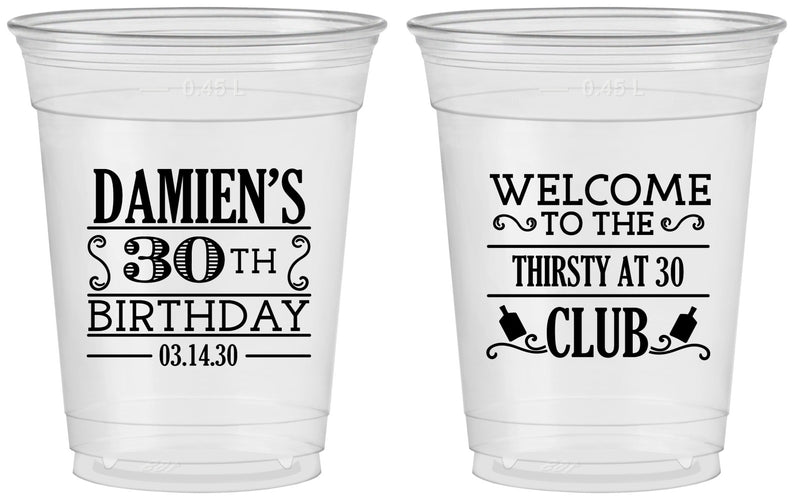 Custom Birthday 16 oz Soft Sided Clear Cups - 30th | 20016