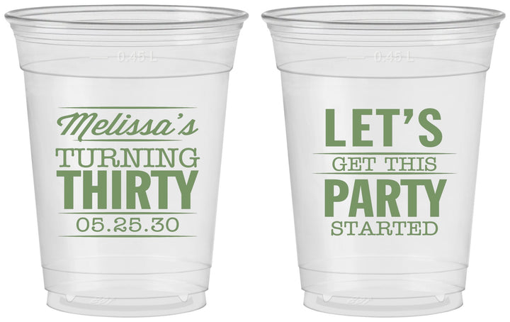Custom Birthday 16 oz Soft Sided Clear Cups - 30th | 20017