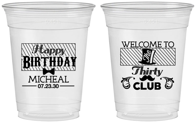 Custom Birthday 16 oz Soft Sided Clear Cups - 30th | 20018