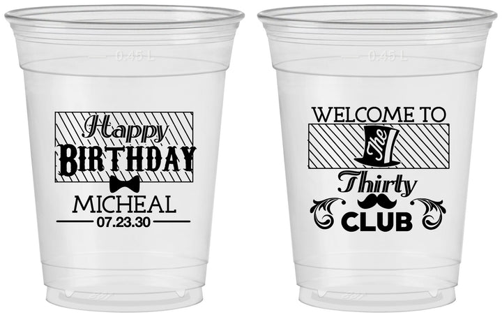 Custom Birthday 16 oz Soft Sided Clear Cups - 30th | 20018