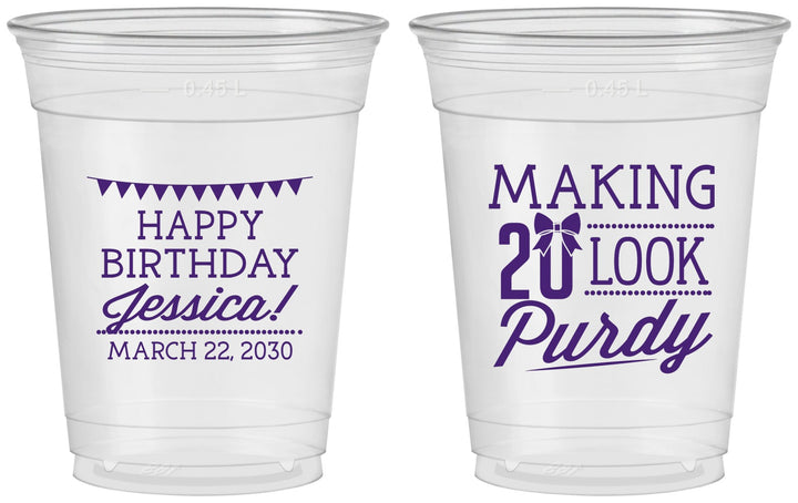 Custom Birthday 16 oz Soft Sided Clear Cups - 20th | 20021