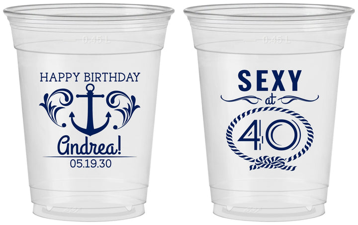 Custom Birthday 16 oz Soft Sided Clear Cups - Sexy At 40 | 20027