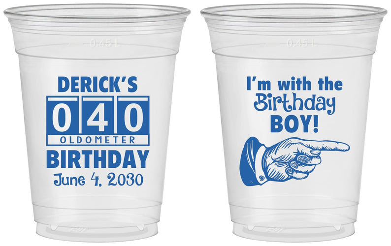 Custom Birthday 16 oz Soft Sided Clear Cups - 40th | 20047