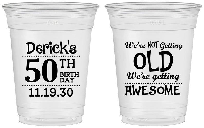 Custom Birthday 16 oz Soft Sided Clear Cups - 50th | 20052