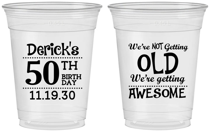 Custom Birthday 16 oz Soft Sided Clear Cups - 50th | 20052