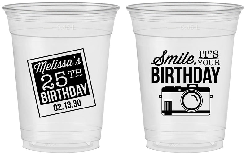 Custom Birthday 16 oz Soft Sided Clear Cups - 25th | 20053
