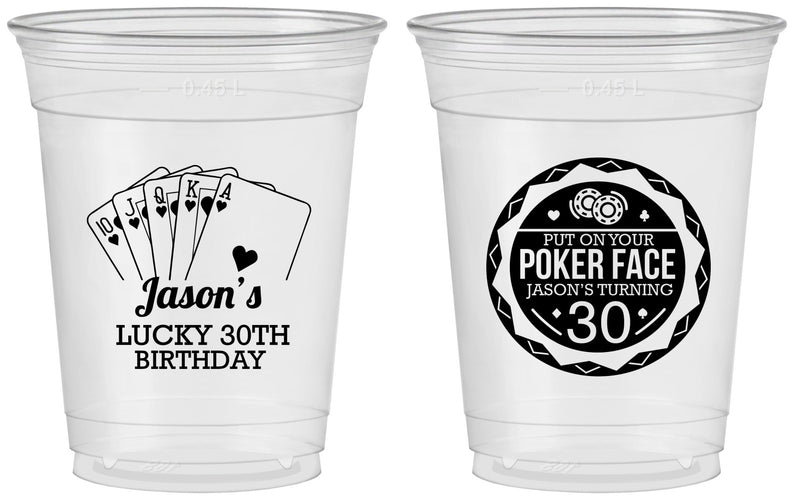 Custom Birthday 16 oz Soft Sided Clear Cups - 30th Las Vegas | 20060