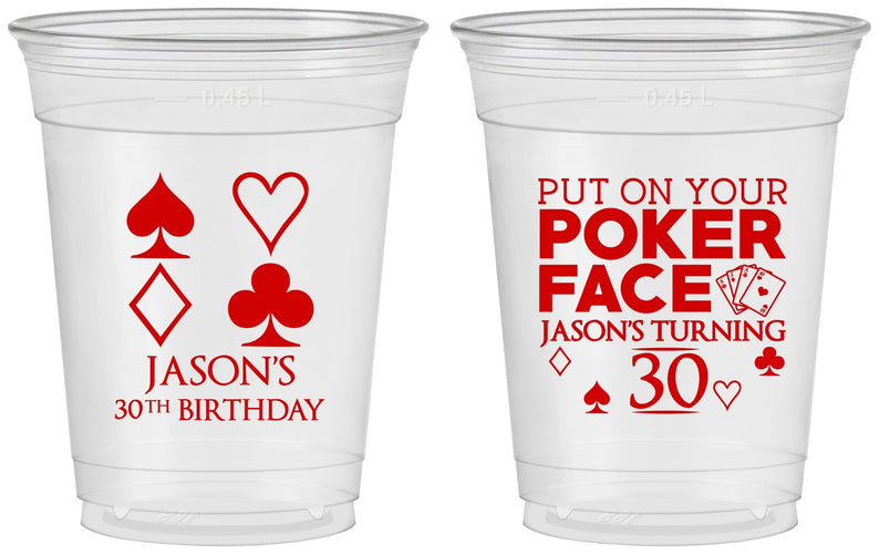 Custom Birthday 16 oz Soft Sided Clear Cups - 30th Las Vegas | 20062
