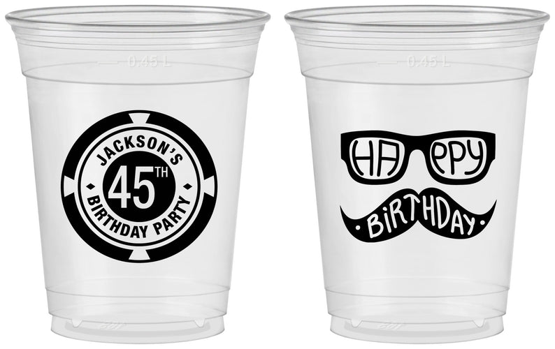 Custom Birthday 16 oz Soft Sided Clear Cups - 45th Las Vegas | 20064