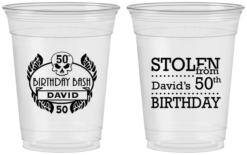 Custom Birthday 16 oz Soft Sided Clear Cups - 50th | 20068
