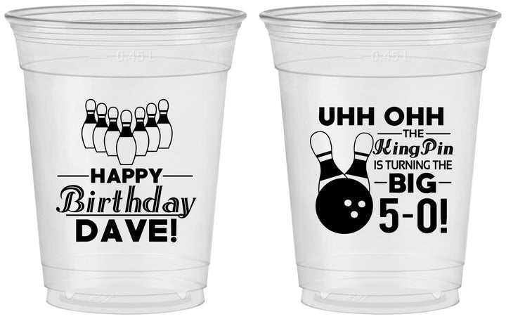 Custom Birthday 16 oz Soft Sided Clear Cups - 50th Bowing | 20071