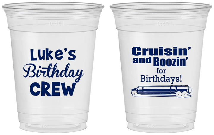 Custom Birthday 16 oz Soft Sided Clear Cups - Crusin Boozin | 20073