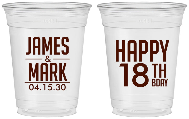 Custom Birthday 16 oz Soft Sided Clear Cups - 18th | 20074
