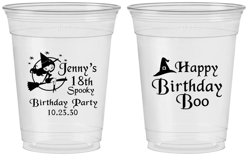 Custom Birthday 16 oz Soft Sided Clear Cups - 18th Halloween | 20081