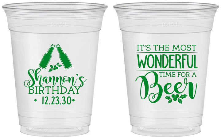 Custom Birthday 16 oz Soft Sided Clear Cups - Christmas | 20082