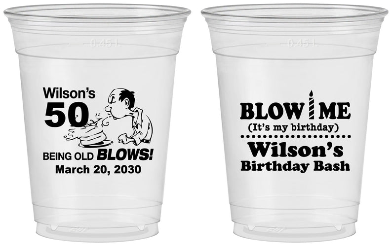 Custom Birthday 16 oz Soft Sided Clear Cups - 50th | 20085