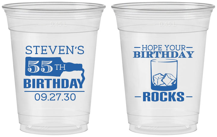 Custom Birthday 16 oz Soft Sided Clear Cups - 55th | 20090