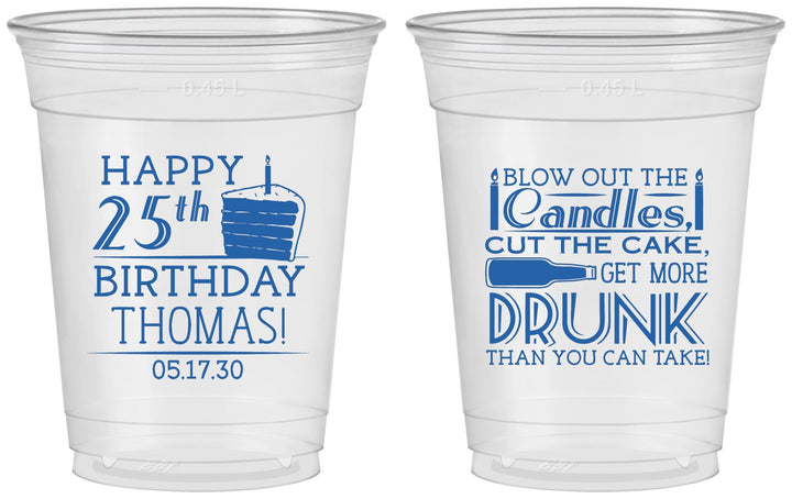 Custom Birthday 16 oz Soft Sided Clear Cups - 25th | 20091
